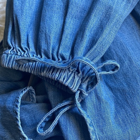 MICHAEL KORS Denim Chambray RUFFLE ON/OFF SHOULDER JUMPSUIT Small …Boho casual - Picture 8 of 15